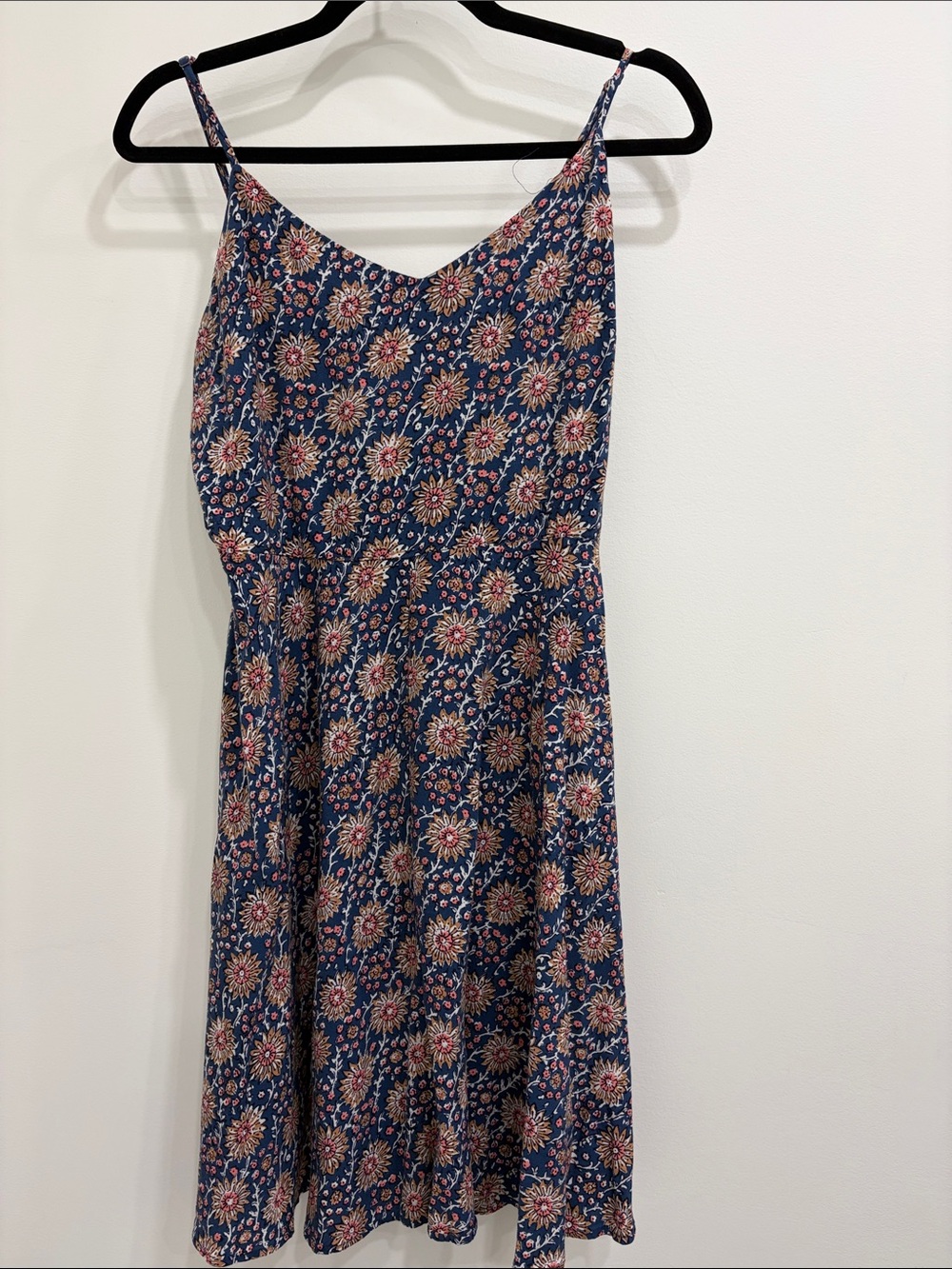 GAP Navy Floral Midi Dress with Pink Accents